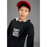KIDSWORLD Kapuzenshirt Kapuzenshirt mit Spruch: DON'T LOOK BACK Langarm, bedruckt, aus Baumwolle und Polyester