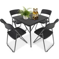 Sekey Garten-Essgruppe PE-Rattan Gartenmöbel-Set für 4 Personen, 4 Stühle mit Tisch klappbar, (5-tlg), Balkonset 4 Personen Balkonmöbel Set, Klappbar Gartentisch mit Stühlen