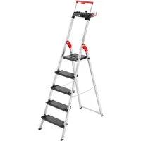 Hailo Stehleiter L100 TopLine, Alu-Sicherheits-Stehleiter 5 Stufen