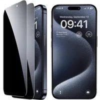Baker Sichtschutzfolie 2x Panzerglas Blickschutz für iPhone 12 13 14 15 16 Plus Pro Max, (2 Pack), Privacy Schutzglas Displayschutzfolie Schutzfolie