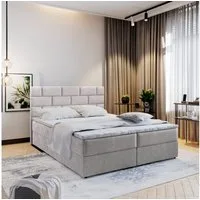 Masseno Boxbett KERLO 160x200 cm mit Bonell Matratze und Topper, Doppelbett, Polsterbett mit Kopfteil, Boxspringbett
