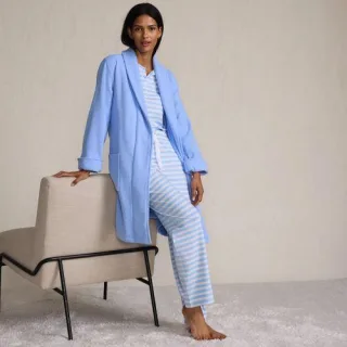 Knielanger Bademantel aus Baumwoll-Frottee für Damen, Damen, size: regular, Blau, Baumwolle, by Lands' End