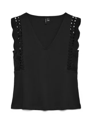 VERO MODA - VMGABBY SL V-NECK TOP JRS GA Black - Gr. - M
