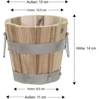 colourliving Pflanzkübel Pflanztopf rund mit Griffen, FSC Akazienholz, Blumenkästen aus Holz, integriertes Entwässerungsloch, metallverstärkte Konstruktion
