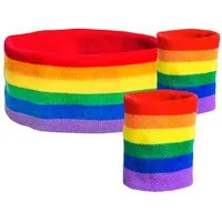 Boland Kostüm Schweißbänder Regenbogen 3tlg