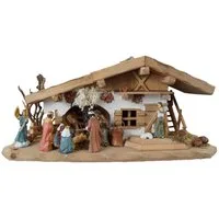 Krippenursel Krippe Weihnachtskrippe Schupf inkl. 11-tlg. Figurensatz K 111 (11-tlg), Trafo für die Beleuchtung ist im Lieferumfang nicht enthalten