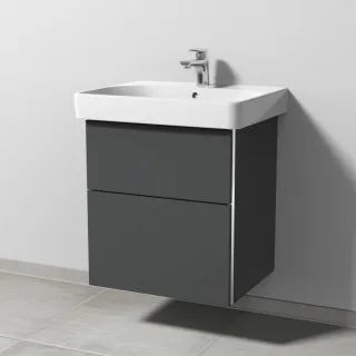 Sanipa 3way Waschtischunterbau zu Geberit Smyle Square Waschtisch mit 2 Auszügen, Anthrazit-Matt BR67022