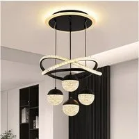 JDONG LED Pendelleuchte esstisch Hängeleuchte Schwarz/Gold 54W 100CM Dimmbar, LED fest integriert, Kaltweiß, Warmweiß, Neutralweiß, Tageslichtweiß, Pendellampe mit Downlight Höhenverstellbare Hängelampe für Wohnzimmer