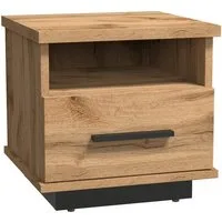 Deine Möbel 24 Nachttisch LAMI 17 Nachtkommode Nachtkonsole, ideal für Schlafzimmer (Set, 1-St., 37x36,6x35 cm), mit Schublade & offenem Fach, Wotan Eiche/Schwarz Matt