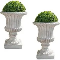 HTI-Line Pflanzkübel Pflanzkübel 2er-Set Athene mit Buchsbaumkugel (Set, 2 St., 2 Pflanzkübel Athene inkl. Buchsbaumkugel), Pflanzschale Gartendekoration