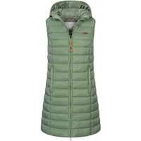 Geographical Norway Steppweste Damen Steppweste Kapuze Übergangs Herbst Windbreaker Lang Weste