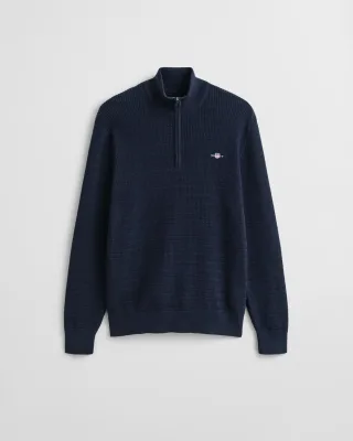 GANT - Troyer mit Mini-Zopfstrickmuster evening blue - Gr. - XL