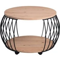 M2 Kollektion Couchtisch PEKING, Ø 60 cm, mit Rollen, mit Ablage