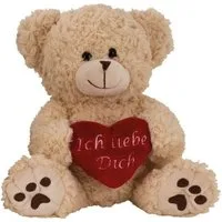 Geschenkestadl Plüschfigur Süßer Teddybär mit Herz „Ich liebe dich“ – 25 cm, 2 Farben (Bär mit rotem Herz), rotes Herz, Ich liebe dich