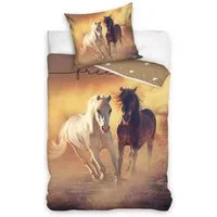 MTOnlinehandel Bettwäsche Pferde 135x200 + 80x80 cm, 100 % Baumwolle, Renforcé, 2 teilig