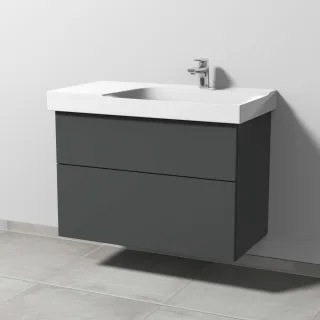 Sanipa 3way Waschtischunterbau zu Geberit Xeno2 Waschtisch mit 2 Auszügen, Anthrazit-Matt SM66322