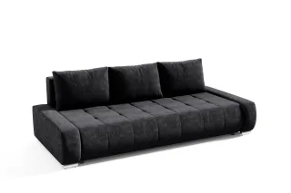 Sofa 3-Sitzer mit Schlaffunktion VOGAR Stoff Aston Schwarz