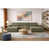 MOEBLO Wohnlandschaft DENVER U, Eckcouch aus Cordstoff Ecksofa U-Form Cord Sofa Couch Polsterecke U-Sofa - 410x85x200cm, mit Bettkasten und Schlaffunktion