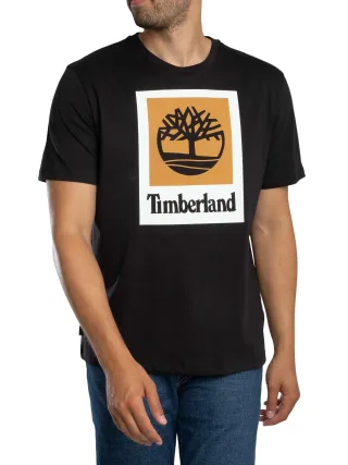 Timberland Farbiges Kurzes Grafik-T-Shirt, Schwarz
