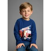 KIDSWORLD Langarmshirt Feuerwehr Pailletten Shirt Feuerwehr Druck mit Pailletten