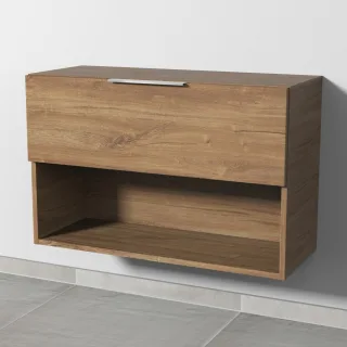Sanipa 4balance Anbauschrank mit 1 Auszug und 1 offenem Fach, Eiche-Kansas, DG11159 DG11159