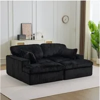 Vankel Loungesofa Schlafsofa 2-Sitzer Couch mit Bettfunktion und weichem Cordstoff, Bequemes Sofa für kleine Räume mit weichem Cord und Gästefunktion