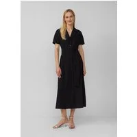 s.Oliver Maxikleid Kleid Figurbetontes Midikleid mit Bindegürtel und Reverskragen