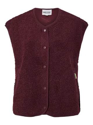 PIECES - PCKATTY TEDDY VEST NOOS BC Tawny Port - Gr. - XL