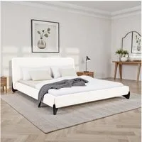 IDIMEX Polsterbett PATERNA, Doppelbett 180x200 cm mit Lattenrost und Polsterung Bouclé Stoff weiß
