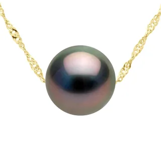 Halskette, echte Tahiti-Zuchtperle, rund, 9–10 mm