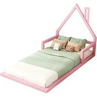 Flieks Massivholzbett, Kinderbett Hausbett Einzelbett 90x200cm Kiefernholz