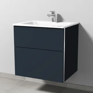 Sanipa 3way Glas-Set Glas-Waschtisch und Unterbau mit 2 Auszügen, Marine-Matt BP2011R