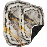 HOMELUX Badematte Teppich Läufer Badematte Teppichläufer Kurzflor Badteppich, Höhe 18 mm, Rutschfester Gummi, lichtecht, schallschluckend, ruschsicher, Polyester, Bogen, 2 Teiliges Set, Höhe 18 mm, 60×90 + 60×50cm, 50×160 cm+50×80 cm