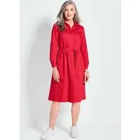 GOLDNER Sommerkleid Elegantes Hemdblusenkleid mit Bindegürtel Klassisches Design mit Hemdkragen und Taschen, Langarm, Knopfleiste
