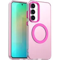 Wigento Handyhülle Für Samsung Galaxy S25 FE 5G Candy Design Magsafe Hybrid Hülle Pink, Magsafe Funktion, Stoßschutz, präzise Aussparungen