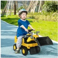 HOMCOM Rutscher Kinderbagger mit beweglicher Schaufel, (Rutscherfahrzeug, 1-tlg., Rutschauto für Kinder), Gelb+Schwarz 78 x 29,5 x 54 cm