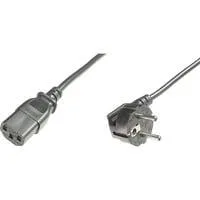 Netzanschlusskabel schwarz, 5 Meter, Kaltgeräte-Buchse, Stecker 90° abgewinkelt