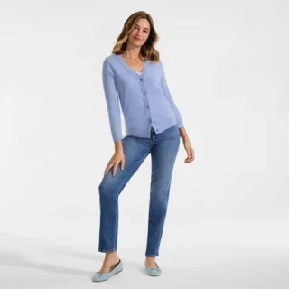 CashTouch Cardigan mit V-Ausschnitt für Damen in Petite-Größe, Damen, size: petite, Blau, Polyacryl, by Lands' End