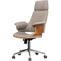 riess-ambiente Bürostuhl MANHATTAN grau -Strukturstoff, Metall, Walnussholz, gepolstert, Rollen (Einzelartikel, 1 St), Strukturstoff · drehbar · ergonomisch · Armlehnen · höhenverstellbar