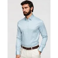 OMBRE Businesshemd Herren Slim-Fit Businesshemd mit Kentkragen Blau M (kein Set, 1-tlg) Slim Fit