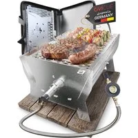 ovicue Gasgrill Steckbarer mobiler Tischgrill Gr. L, aus Edelstahl in Edelstahl zur