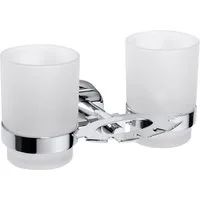 BRILLANTBAD® Zahnbürstenhalter BOMEGA Zahnbürstenhalter mit Doppelglas für Bad WC >> Bohren / Kleben