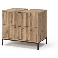 Vicco Waschbeckenunterschrank Eliza, Viking Oak, 70 x 63 cm mit 2 ausziehbaren Schubladen (1-St)