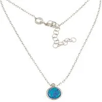 Kette mit Anhänger Anhänger Opal 7,5 mm blau mit Kette 925 Silber