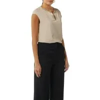 comma Blusenshirt mit geschlitztem Rundhals, Satin-Optik