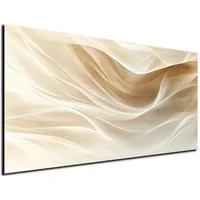 DARO Design Leinwandbild Modern Abstrakt Wandbilder XXL Wandbild Wand Deko Leinwand Bilder, (Wellen Beige - Bild groß Wohnzimmer Schlafzimmer Küche Esszimmer Einteilig Querformat Fotodruck Leinwände Wanddeko Abstrakte Kunst Boho), 30x20 cm