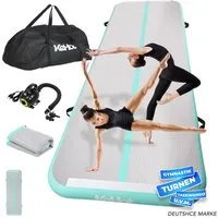 kehot Gymnastikmatte Aufblasbare Turnmatte mit Elektropumpe – Gymnastikmatte 3m (Luftmatte für Training, Yoga, Cheerleading & Zuhause, 600W Elektrische Pumpe, 10 cm Dick, Robust & Rutschfest), Robustes Kunststoffmaterial, Tragbar mit Tasche, für Kind