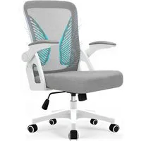 Milacyee Bürostuhl Ergonomischer Bürostuhl mit 90° klappbaren, gepolsterten Armlehnen (Höhenverstellbarer Atmungsaktiv Chefsessel mit geräuscharmen Rollen,Drehstuhl mit dynamische Rückenstütze), Platzsparend, Atmungsaktives Mesh, 150 kg Belastbarkeit