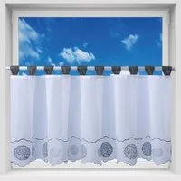 Arsvita Vorhang, Schlaufen, transparent, Voile, Bistrogardine mit Schlaufen, Transparente Küchengardine 150cm x 45cm