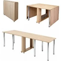 Rodnik Esstisch Maxi (mit Rollen, vormontiert, für bis zu 12 Personen, Tisch ausklappbar bis 275 cm), klappbarer 5-in-1 platzsparender Multifunktionstisch